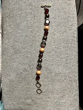 Barse Beaded Bracelet in Brown & Red